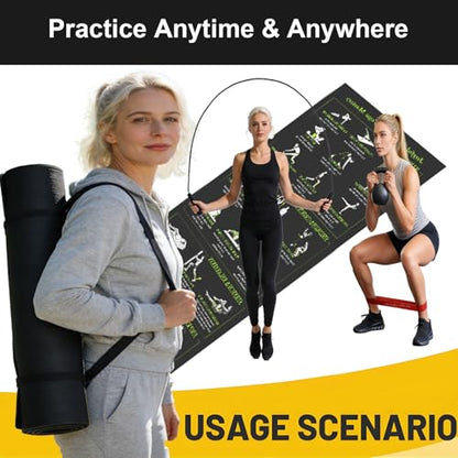 Lightweight and Portable Yoga Mat - Non-Slip Exercise Mat with Printed Yoga Poses for Pilates, Workout & Stretching - Includes Resistance Bands and Weighted Jump Rope - Home & Gym Use - size: 70"x31" (5mm Thickness)
