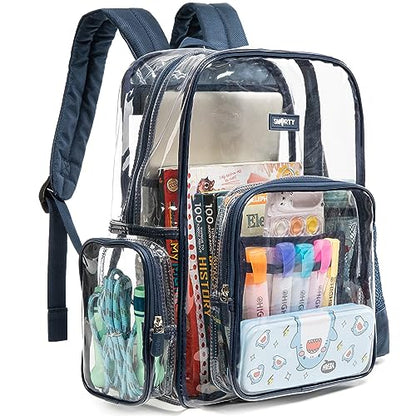 J.CARP Clear Bag Heavy Duty Backpack Durable Transparent See Through Bag - color: Large, Blue