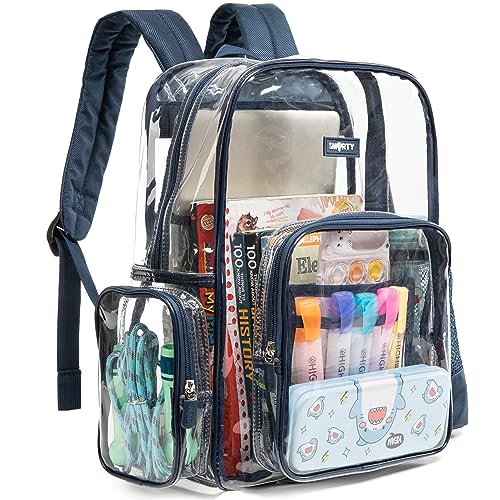 J.CARP Clear Bag Heavy Duty Backpack Durable Transparent See Through Bag - color: Large, Blue
