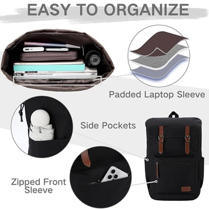 VASCHY Backpack for Men, Water Resistant High School Backpack Travel Carry-on Anti-theft Casual Daypack for Work Business Hiking Black - color: Black
