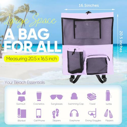 HOHOM Swim Mesh Beach Bag, Waterproof Gym Bags for Women and Men, Large Pool Bag Swimming Gear Drawstring Backpack - color: Lavender