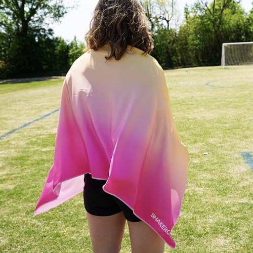 SHAKEitCOOL Large Cooling Shawl - Instant Heat Relief for Outdoor Events - color: Orange Pink Ombre