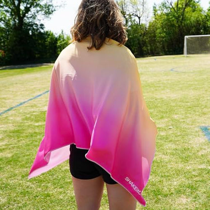 SHAKEitCOOL Large Cooling Shawl - Instant Heat Relief for Outdoor Events - color: Orange Pink Ombre