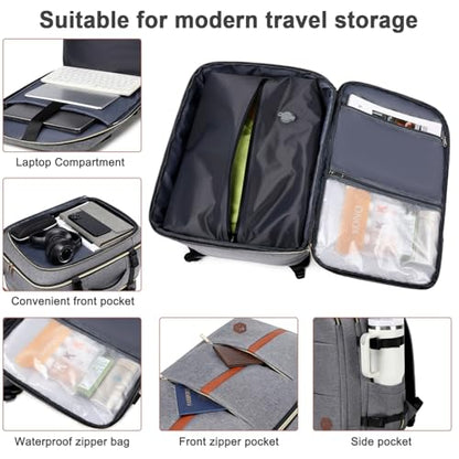 40L Travel Laptop Backpack for Women & Men, Airline Approved Carry On Luggage Overnight Bags, Waterproof Personal Item Bag, Weekender Essentials Backpacks Vacuum Backpack Gray - color: Gray
