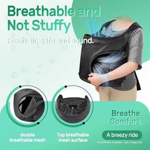 YUDODO Dog Front Backpack Carrier 7-15 lbs, Soft Breathable Pet Front Facing Carrier with Adjustable Straps, Multi-Pocket Design, for Small Dogs & Cats (with Detachable Sling Pouch - Black) - color: Black(Fits 7-15 lbs)