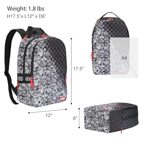 Graffiti Backpack, Designer Laptop Backpack for 15.6 Inch Work,Water Resistant Backpack Computer Bag (CheckGraff) - color: Checkgraff
