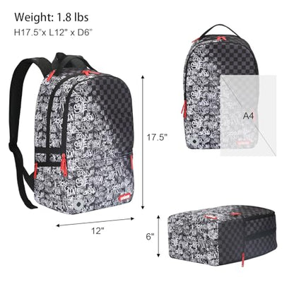 Graffiti Backpack, Designer Laptop Backpack for 15.6 Inch Work,Water Resistant Backpack Computer Bag (CheckGraff) - color: Checkgraff