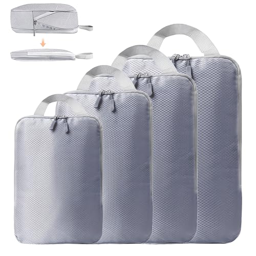 LANSKLBD 6/8 Set Packing Cubes for Suitcases Travel Luggage Packing Organizers,Travel Accessories Essentials Luggage Organizer with Shoe/Tioletry/Laundry Bag (Grey, 4 set) - color: Grey, size: 4 set