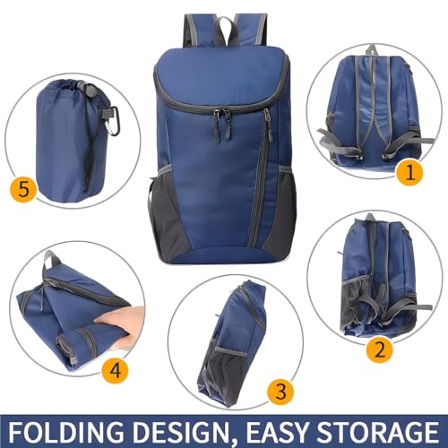Portable Foldable Backpack Folding Mountaineering Bag, Ultralight Outdoor Cycling Rucksack, Travel Hiking Knapsack (Sky Blue) - color: Sky Blue