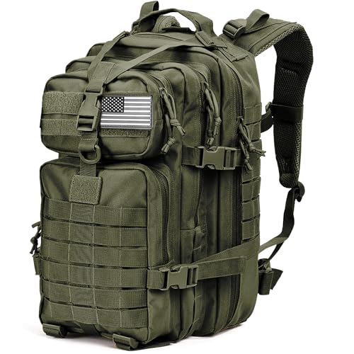 Tru Salute 45L Military Tactical Backpack Large Army 3 Day Assault Pack Molle Bug out Bag Rucksack (Amy Green) - color: Amy Green