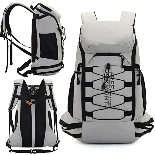 Bseash 40L Waterproof Hiking Camping Backpack with Rain Cover, Outdoor Sport Travel Daypack Rucksack for Skiing Cycling (Gray) - color: Gray