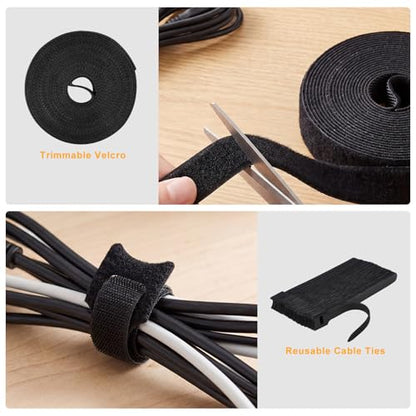 494 PCS Cable Management Kit - 4 Cable Sleeve Split, 2 Cable Organizer, 130 Adhesive Cable Clip, 6 Cable Holder, 2 Roll Cable Organizer Strap, 300 Cable Tie with 50 Mount, for Computer TV Under Desk