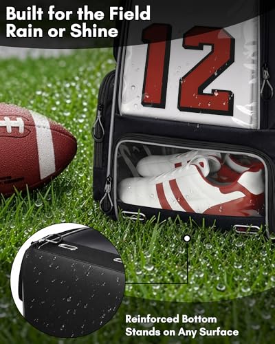 YOREPEK Football Bag Backpack, Extra Large Football Gear Bag with Helmet & Shoulder Pads Holder, Jersey Display Window, Ventilated Shoe Compartment, Football Equipment Bag for Boys Youth Adults