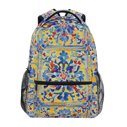 Fun Backpack for Women Men Waterproof Travel Laptop Backpack with Chest Strap for Business Work College Travel Trip Bohemian Boho Vintage Mandala Style Flower - color: Multicolor08