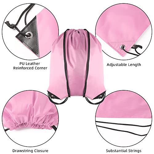 GoodtoU Drawstring Bags Bulk 48 Pcs Drawstring Backpack Gym Drawstring Bags Pink String Backpack for Women - color: Pink