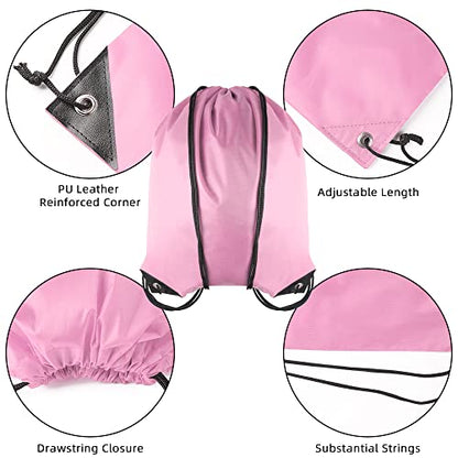 GoodtoU Drawstring Bags Bulk 48 Pcs Drawstring Backpack Gym Drawstring Bags Pink String Backpack for Women - color: Pink