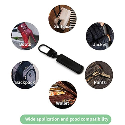 TOPASION Metal Zipper Pull Replacement for Small Holes, Detachable, Repair for Jacket, Bag Boots, Purse, Coat, Pants (5 Pcs Black) - color: 5 Pcs Black