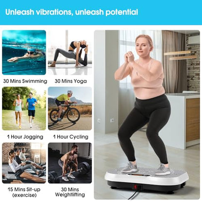 SoftGym Waver Vibration Plate Exercise Machine for Lymphatic Drainage Weight Loss,120 Speed Levels Vibrating Platform with Resistance Bands,Full-Body Workout Equipment for Muscle Activation - style: Slim- Grey White