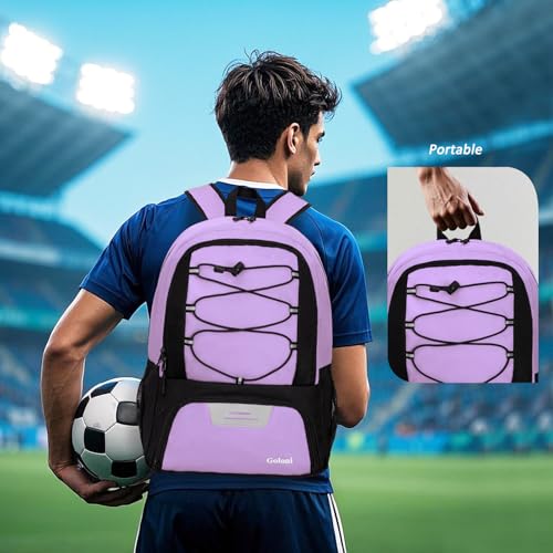 Goloni Soccer Bag, Basketball Bag with Ball Compartment & Shoe Compartment,Large Soccer Backpack for Basketball,Gym，Football - color: Light Purple