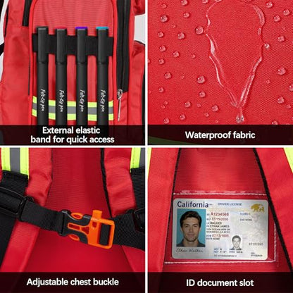 Gatycallaty First Aid Backpack Medical Emt First Responder Bag Empty Ems Emergency Home Health Hiking Trauma Travel Camping (Red, Large) - color: Red, size: Large