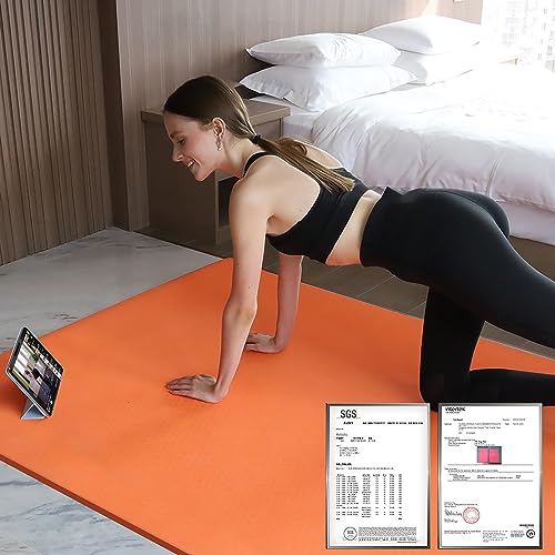 Hatha Yoga Large TPE Yoga Mat 6'x4'x1/2" Extra Thick Non-Slip Exercise Mat - for Yoga Pilates & Home Gym Workouts - color: Orange