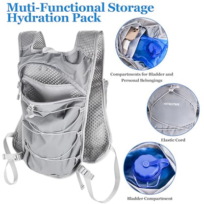 Hydration Backpack with 2L Hydration Bladder Lightweight Water Backpack Climbing Pouch for Hiking Hydration Pack for Running Cycling Hiking - style: Gray