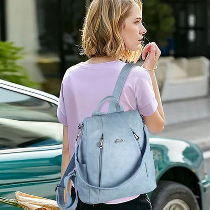 ZOCAI Backpack Purse for Women Medium Anti-Theft Backpacks Purses Design Leather Shoulder Bags with Removable Strap - color: Sky Blue