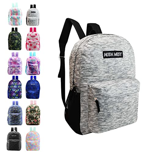 24-Pack 17" Classic Backpacks for Kids - Bookbags in Bulk for Elementary, Middle, and High School Students, 12 Assorted Colors - size: 17", style: Classic