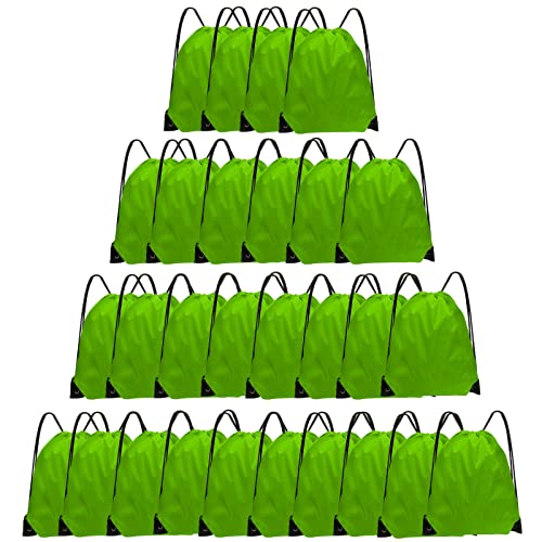 Grneric Drawstring Bags 28 PCS Drawstring Backpack Bulk String Backpack Cinch Bag Sackpack for Men Women Gym (Green) - color: Green