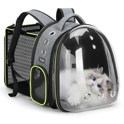 Lekereise Cat Bubble Backpack Carrier - Expandable Large Space Cat Backpack for Kitty Small Dog up to 18lbs, Transparent Pet Carrier for Travel, Hiking Gray - color: Gray