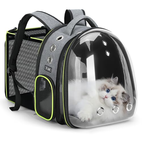Lekereise Cat Bubble Backpack Carrier - Expandable Large Space Cat Backpack for Kitty Small Dog up to 18lbs, Transparent Pet Carrier for Travel, Hiking Gray - color: Gray