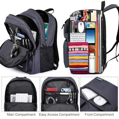 ZUBOND Backpack for Men & Women, Backpacks for School Teen Boys & Girl, Student Bookbag 15.6 inch Laptop Compartment with USB Charging Port for High Middle School, Black Travel Casual Bag - size: 15.6 Inch