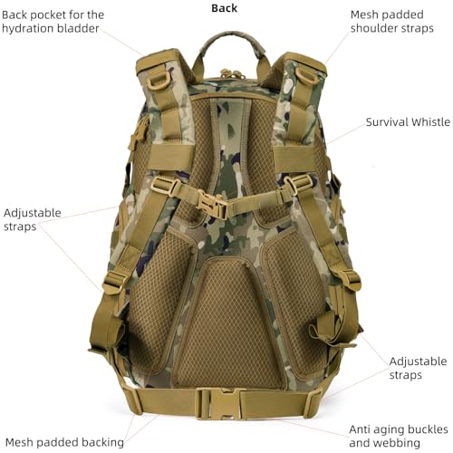 AMHEH 32L 1050D Urban Tactical Laptop Backpack, 17 Inch Computer, Camo | Suspended Tech Compartment, MOLLE Daypack, Everyday Carry, Commuting, Airplane Travel Approved, Get Home Bag - color: Camo