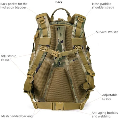AMHEH 32L 1050D Urban Tactical Laptop Backpack, 17 Inch Computer, Camo | Suspended Tech Compartment, MOLLE Daypack, Everyday Carry, Commuting, Airplane Travel Approved, Get Home Bag - color: Camo