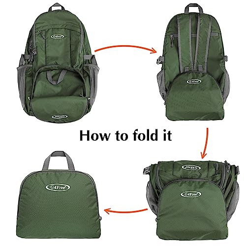 G4Free 40L Lightweight Packable Hiking Backpack, Waterproof Travel Daypack - color: Army Green