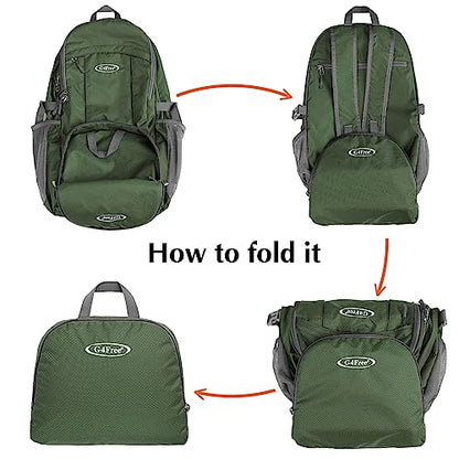 G4Free 40L Lightweight Packable Hiking Backpack, Waterproof Travel Daypack - color: Army Green