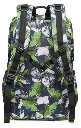 Wotony Military Tactical Backpack for Men Waterproof Daypack 3 Day Assault Pack Molle Bag with Water Bottle Holder - color: Green Leaves, size: 35L