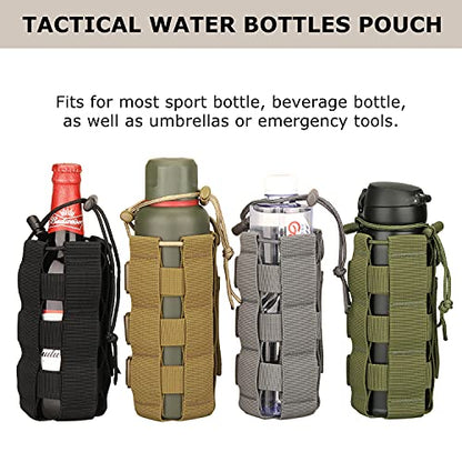 Molle Water Bottle Holder, Tactical Molle Water Bottle Pouch, Tactical Backpack Attachment Pouches - color: Grey
