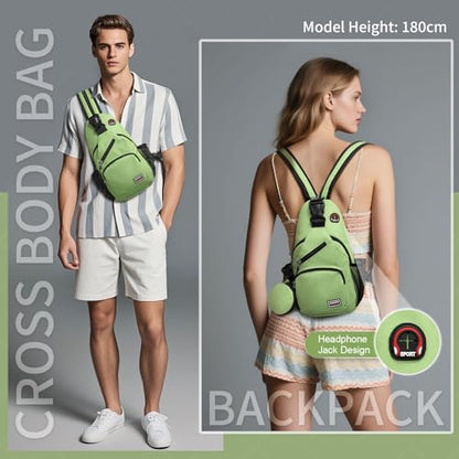 Convertible Sling Bag with Coin Pocket, 7.9" Tablet Crossbody Mini Backpack with Headphone Jack Casual Pack for Women Men Travel, Green - color: Green, size: Small