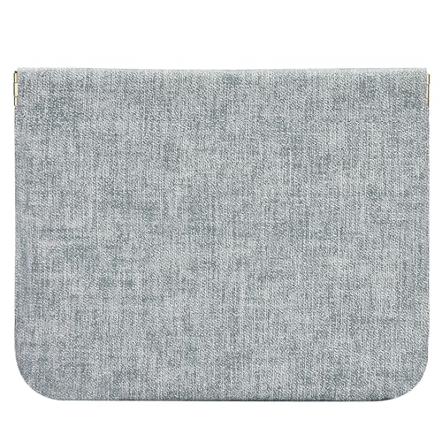 Leather Pocket Cosmetic Bag for Purse,Coin Purse Lipstick Cosmetic Accessories Organizer, Travel Kit Storage Pouch,Waterproof Portable No Zipper Self-closing (Light Blue/Denim Texture) - color: Light Blue/Denim Texture