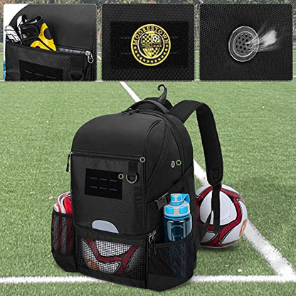 DSLEAF Soccer Backpack for Men, Basketball Bag with Large Capacity, Black