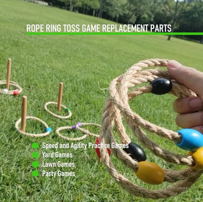 6 Pack Sisal Rope Ring Toss Game Replacement Parts for Kids and Adults, Outdoor Toss Rings for Agility Practice and Speed Game,Yard Games Lawn Games for Party(Red and Blue)