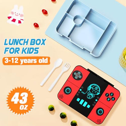 Bevalsa Backpack for Boys with 43OZ Bento Lunch Box,Insulated Lunch Bag & Pencial Case,Cool Luminous Gamer Schoolbag for Kids Teens Elementary Middle School,Bookbag Glow In The Dark - color: Red, style: Backpack With 43oz Bento Box