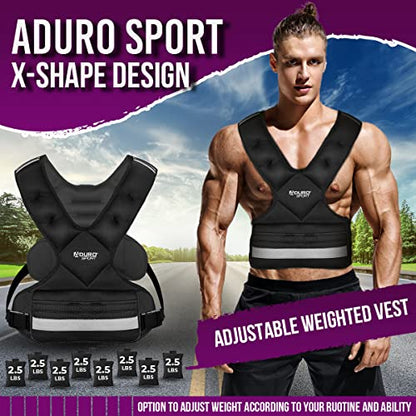 "Aduro Sport Adjustable Weighted Vest Workout Equipment, 4-10lbs/11-20lbs/20-32lbs/26-46lbs Body Weight Vest for Men, Women, Kids" - style: 26-46 Pounds (11.79KG-20.86KG)