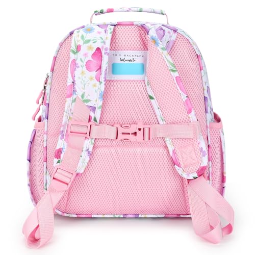 mibasies Kids Backpack for Girls 5-8: Water-Resistant School Bookbag for Kindergarten and Elementary - Butterfly Pink - color: Butterfly Pink, style: Kids-15"h