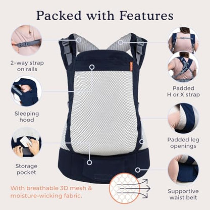 Beco Toddler Carrier with Breathable 3D Mesh & Extra Wide Seat - Front-Carry & Backpack Style - Lightweight Sling Carrier for Children (24-48 Months) - Cool Navy - color: Cool Navy