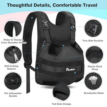 Pawaboo Pet Dog Front Carrier Backpacks, Legs Out Pet Carrier Backpack for Dogs, Adjustable Dog Chest Carriers Purse for Small Medium Dogs Hands Free for Travel Hiking Cycling Camping, M, Black - color: AA-Black, style: Medium (Pack of 1)