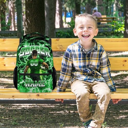 UNIKITTY Custom Soccer Backpack for Boys Kids Personalized School Bag with Name Number, 17 Inch Team Bookbag for Elementary Middle School Students Polyester Sports Back Pack - color: Green