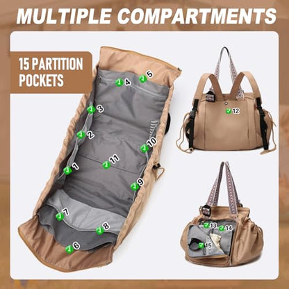 Multifunctional Travel Organizer Bag for Ladies - Doubles as a Stylish Backpack, Crossbody and Shoulder Bag, Boasts Great Storage Capacity (Dark Brown) - color: Dark Brown