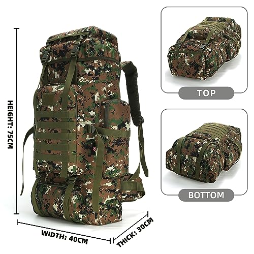 King'sGuard 70L Camping Hiking Backpack for Men Women Large Military Tactical Backpack Molle Rucksack Backpack for Outdoor - color: Woodland Camo